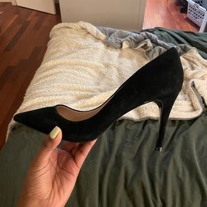 Black pointed toe suede pumps size 8